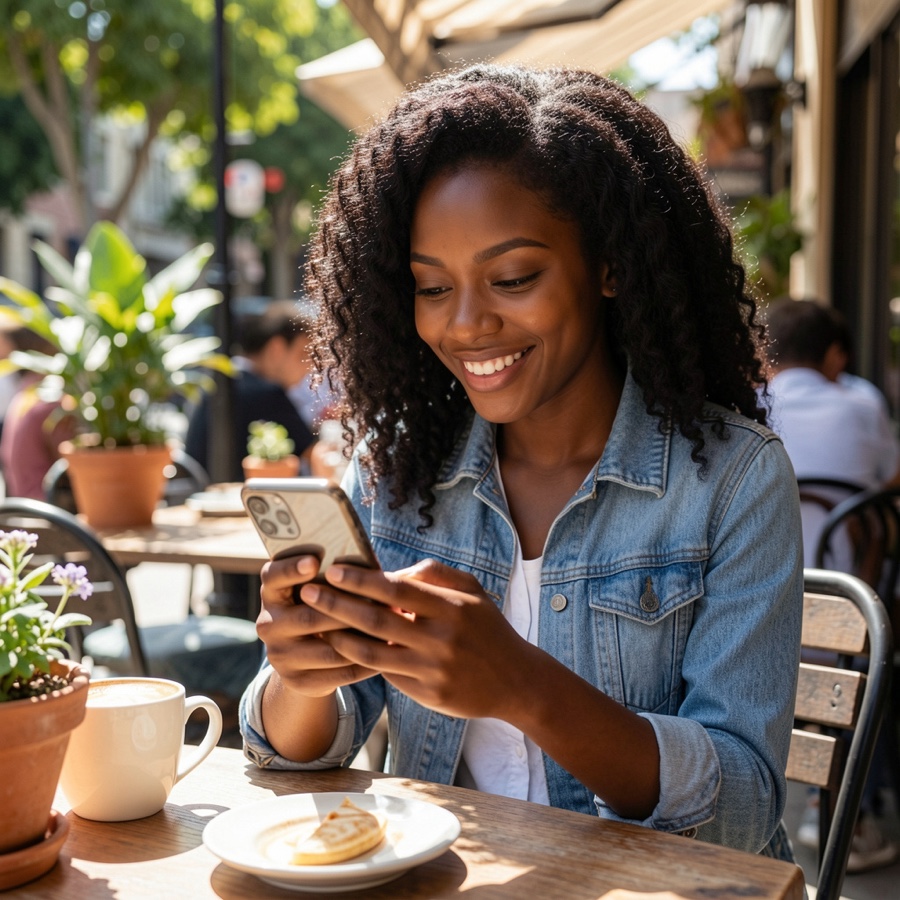 Customer enjoying Centrotec Connect on her phone